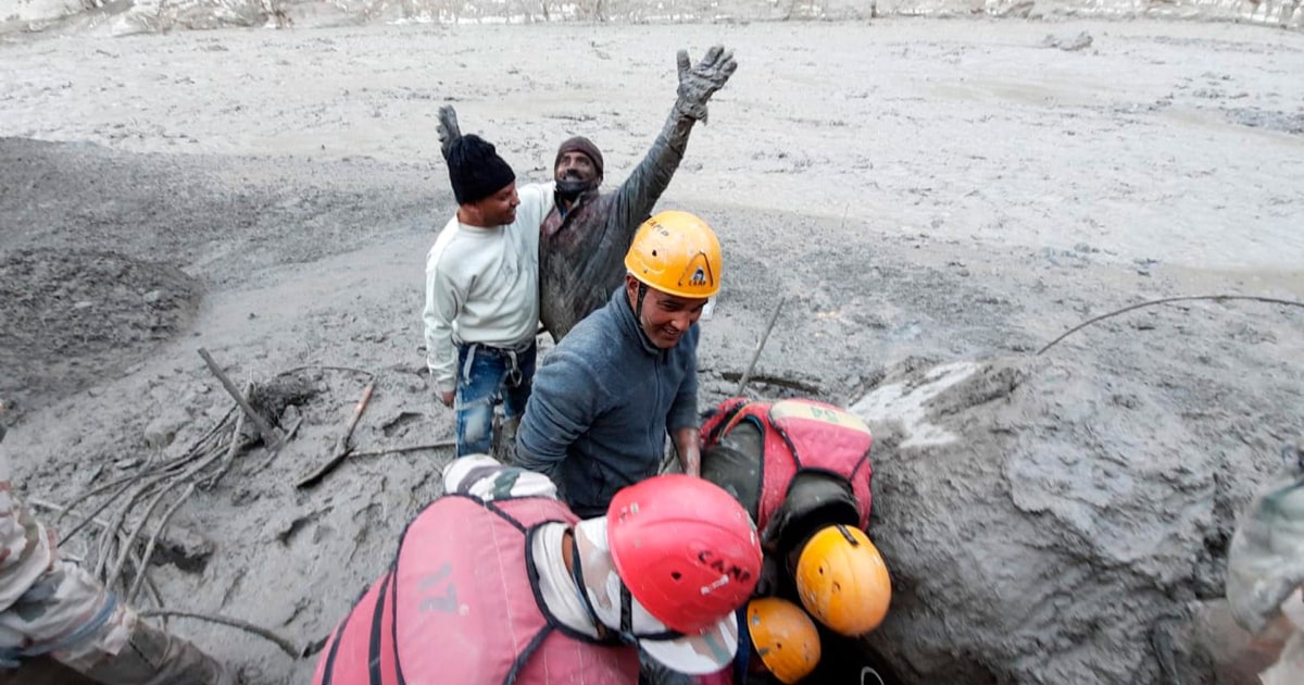 Man rescued from mud and debris after huge north India flood